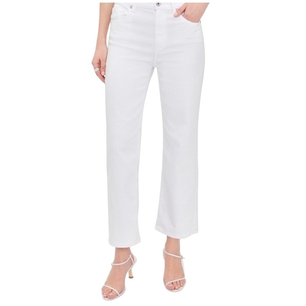 AG Adriano Goldschmied Brinley Crop Mid Rise Straight Jeans White Size 30